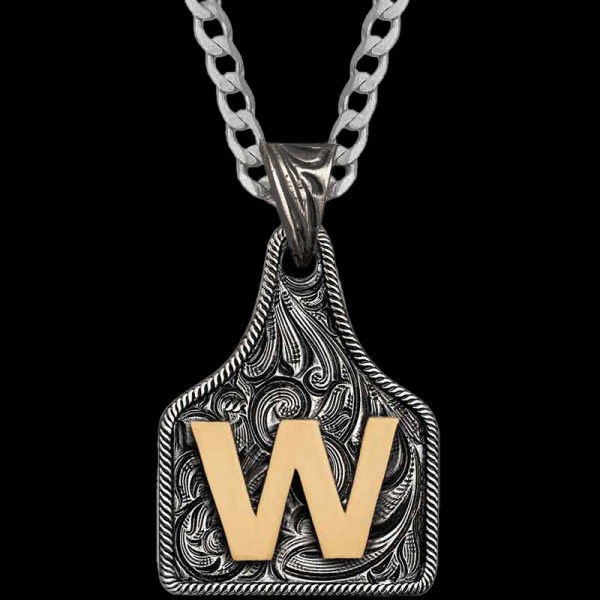 Medium Initial Cow Tag Necklace 